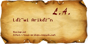 Löwi Arikán névjegykártya